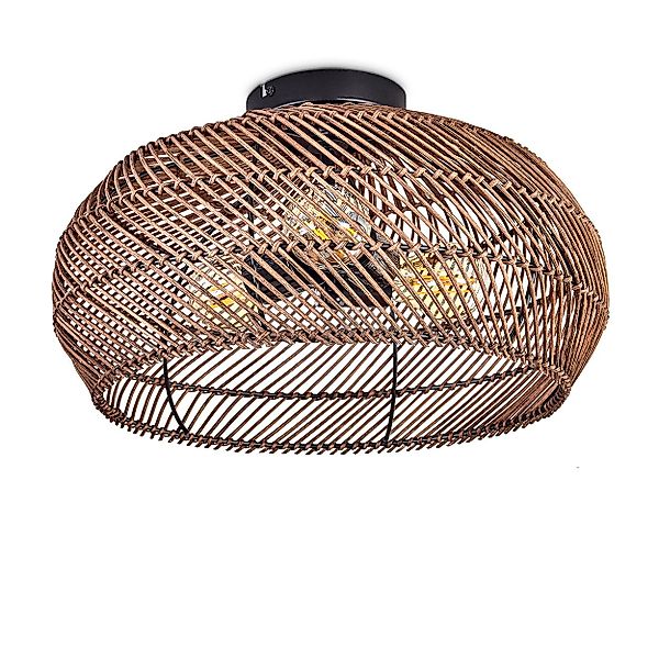 hofstein Deckenleuchte moderne Deckenlampe aus Metall/Rattan günstig online kaufen