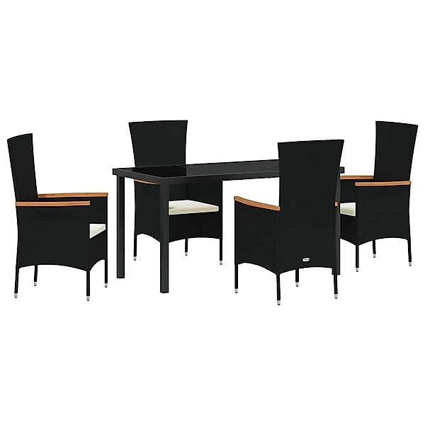 vidaXL Garten Essgruppe mit Kissen 5-Tlg Schwarz Poly Rattan 3379424 günstig online kaufen