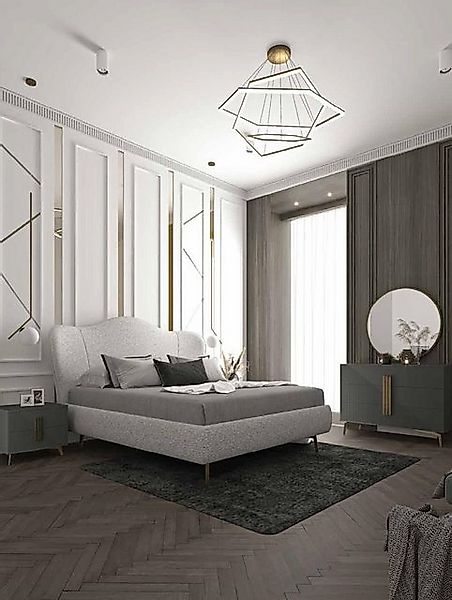 Xlmoebel Bett Hochwertiges Holzbett in Grau mit Doppelbettgestell, Luxus Do günstig online kaufen