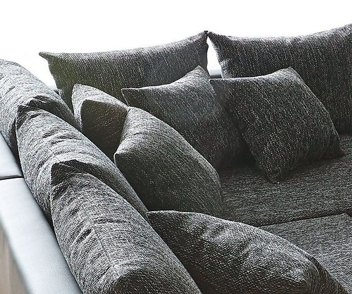 DELIFE Ecksofa Clovis, Schwarz mit Hocker Ottomane Rechts Ecksofa Modular günstig online kaufen