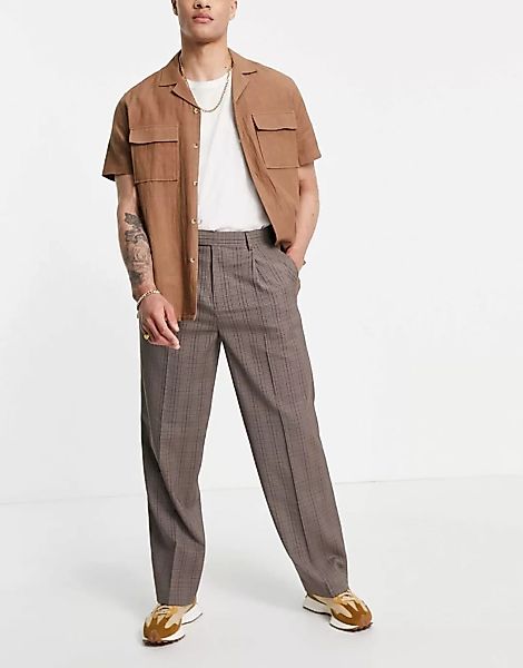 ASOS DESIGN ‑ Elegante Hose mit weitem Bein und Prince of Wales Karomuster- günstig online kaufen