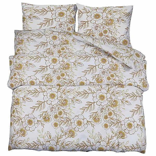 vidaXL Bettwäsche-Set Weiß und Braun 140x200 cm Baumwolle 136413 günstig online kaufen