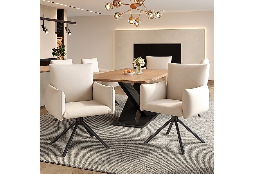 Flieks Esszimmerstuhl 360° drehbar (6 St), 6er Set Polsterstühle Drehstuhl günstig online kaufen