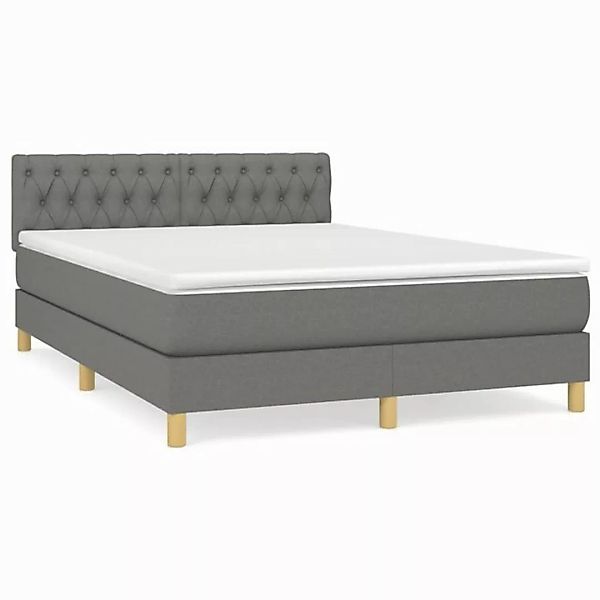 furnicato Bettgestell Boxspringbett mit Matratze Dunkelgrau 140x200 cm Stof günstig online kaufen