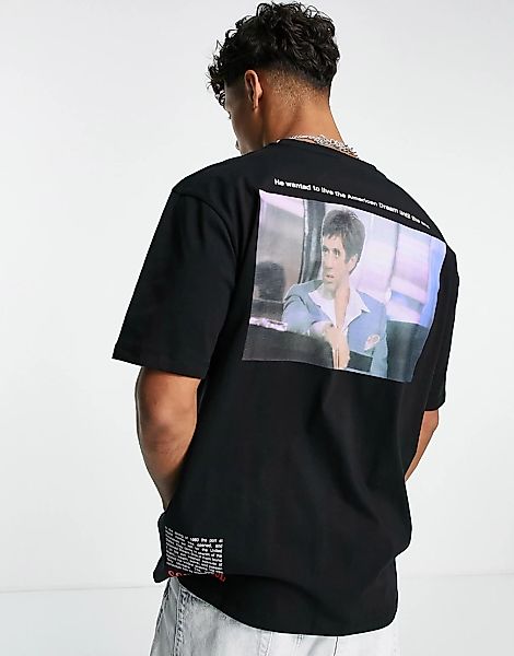 Topman – Oversize-T-Shirt in Schwarz mit Scarface -Print günstig online kaufen