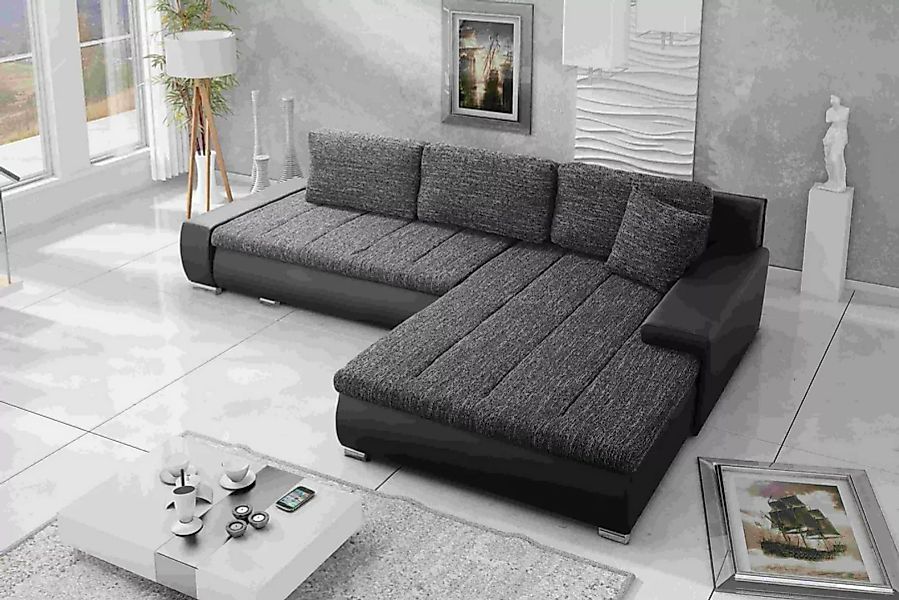 Furnix Ecksofa TOMMASO Sofa Schlaffunktion mit Bettkasten Kissen Couch, B29 günstig online kaufen