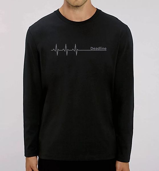 Deadline Langarm T-shirt / Long Sleeve In Schwarz & Grau günstig online kaufen
