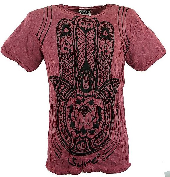 Guru-Shop T-Shirt Sure Herren T-Shirt Fatimas Hand - bordeaux Goa Style, Fe günstig online kaufen