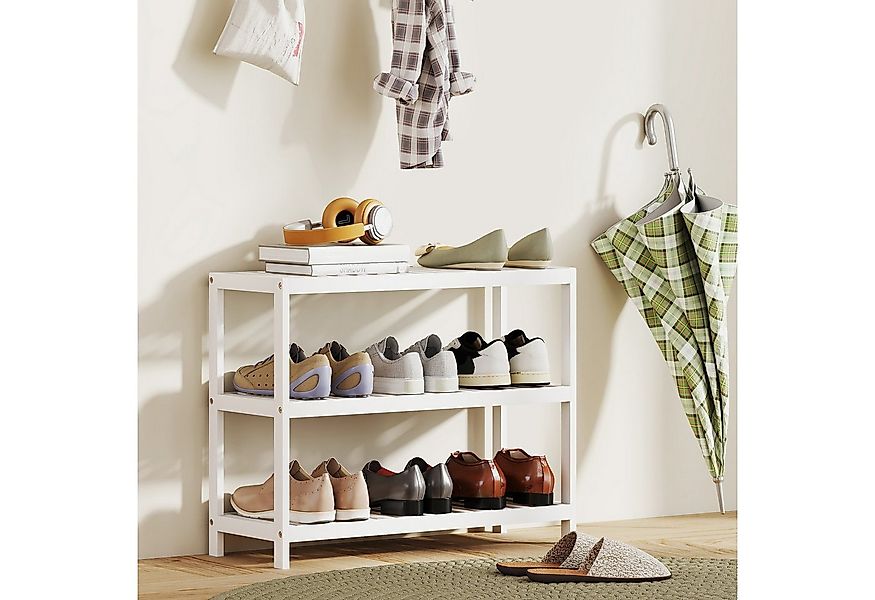 HOMCOM Schuhregal mit 3 Ebenen, Schuhablage aus Bambus, Schuhständer für 9 günstig online kaufen