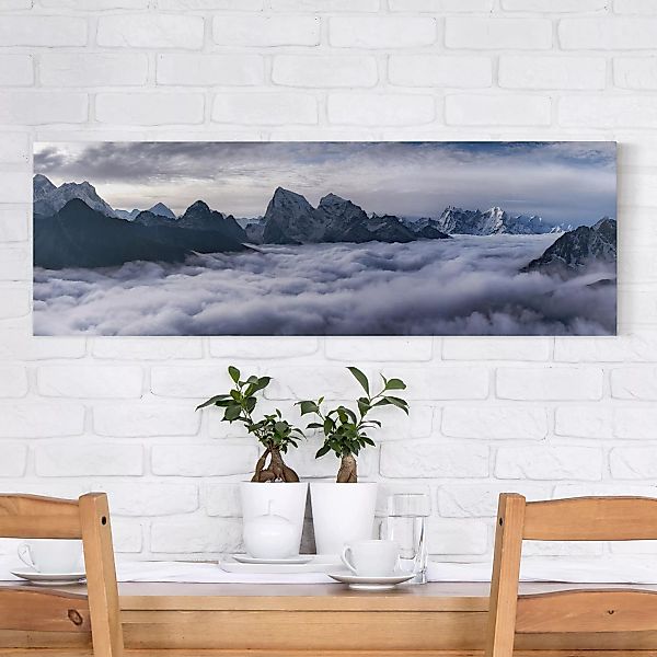 Leinwandbild - Panorama Wolkenmeer im Himalaya günstig online kaufen