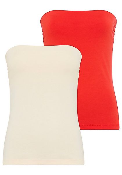 Melrose Bandeautop (2er-Pack) mit Raffung an der Naht, durchgestepptes Rump günstig online kaufen