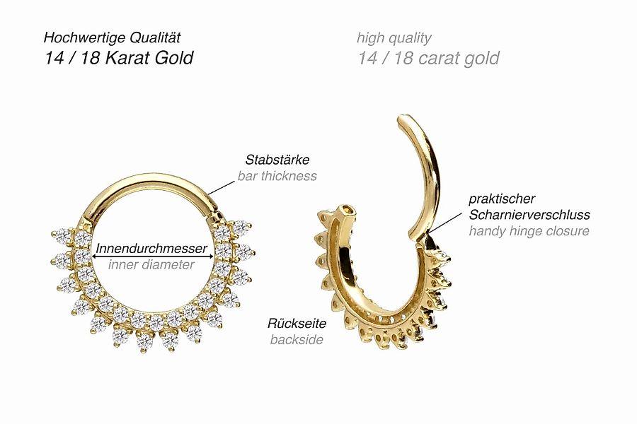 PIERCINGLINE Piercing-Set 14/18 Karat Gold Segmentring günstig online kaufen