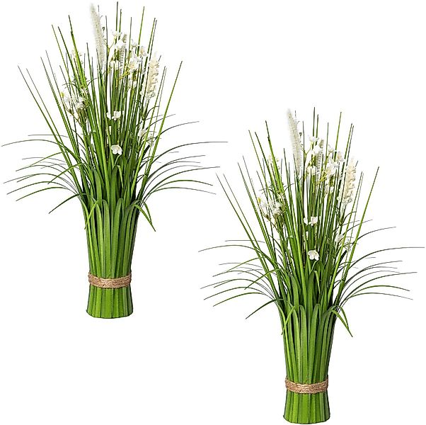 Creativ green Kunstgras "Stehgras-Busch mit Blüten" günstig online kaufen