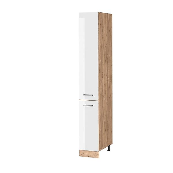 Vicco Hochschrank R-Line, Weiß Hochglanz/Goldkraft Eiche, günstig online kaufen