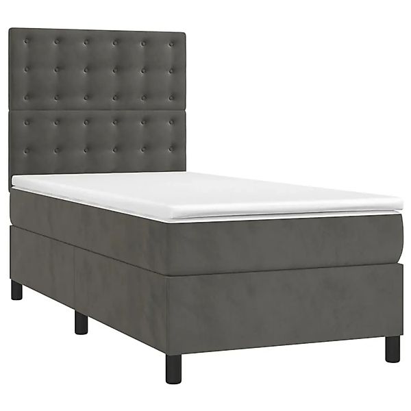 vidaXL Boxspringbett mit Matratze Dunkelgrau 80x200 cm Samt 3143230 günstig online kaufen