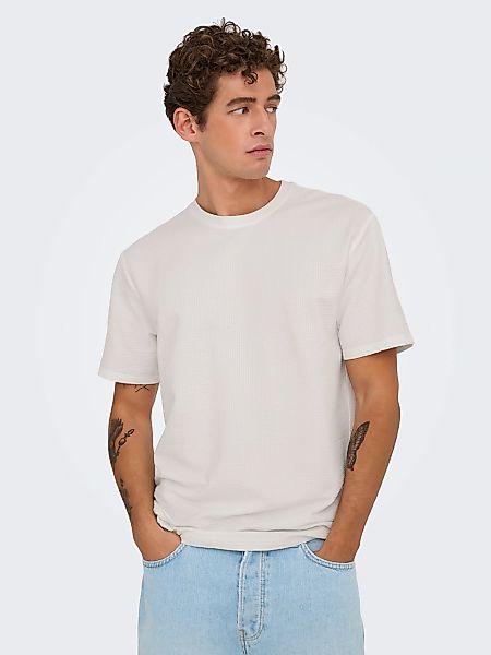 ONLY & SONS Rundhalsshirt "ONSKIAN LIFE REG SEERSUCKER SS TEE NOOS" günstig online kaufen