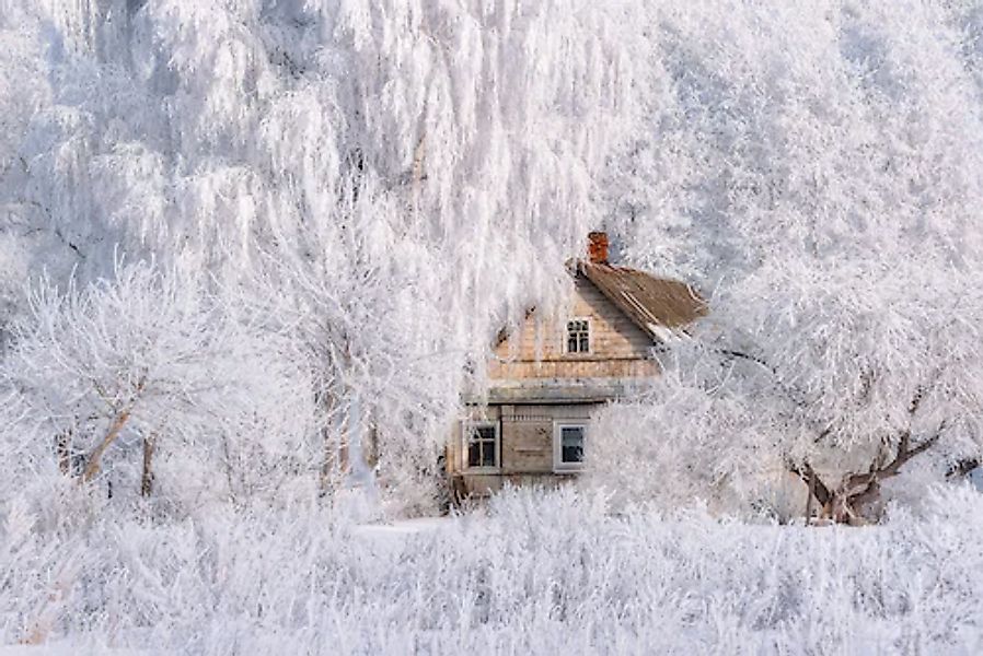 Papermoon Fototapete »Haus in Schneelandschaft« günstig online kaufen