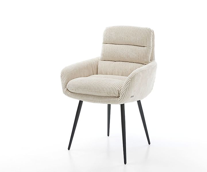 Esszimmerstuhl Abelia-Flex mit Armlehnen Cord Silbergrau 4-Fuß konisch Schw günstig online kaufen