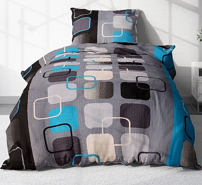 Heubergshop Bettwäsche, Seersucker, 2 teilig, 135x200cm + 80x80cm Karo Türk günstig online kaufen