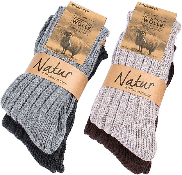 BRUBAKER Kuschelsocken warme Grobstrick Kaschmir-Socken (4-Paar, günstig online kaufen