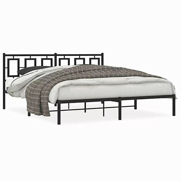 vidaXL Bettgestell, Bettrahmen mit Kopfteil Metall Schwarz 183x213 cm günstig online kaufen