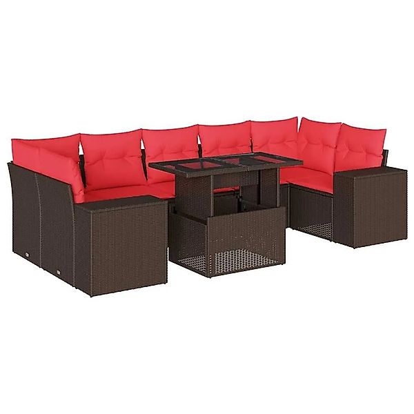 vidaXL 8-Tlg Gartensofa-Set mit Kissen Braun Polyrattan 3269044 günstig online kaufen