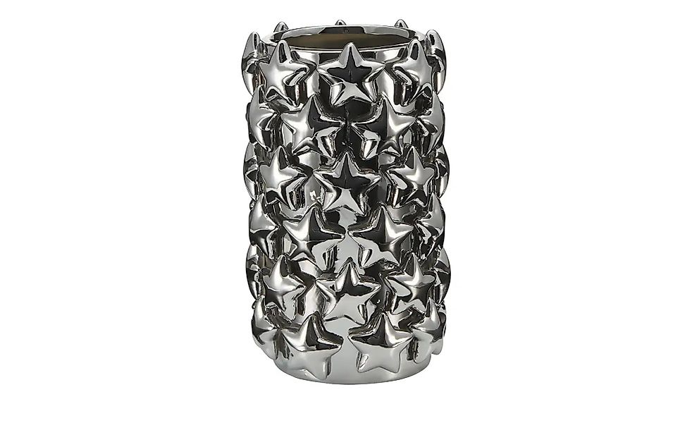 HOME STORY Vase mit 3D Sternen   ¦ silber ¦ Dolomite ¦ Maße (cm): H: 27  Ø: günstig online kaufen