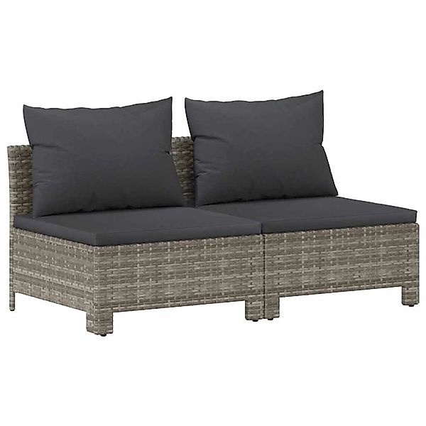 vidaXL Gartensofa 2-Sitzer mit Kissen Grau Poly Rattan 362691 günstig online kaufen