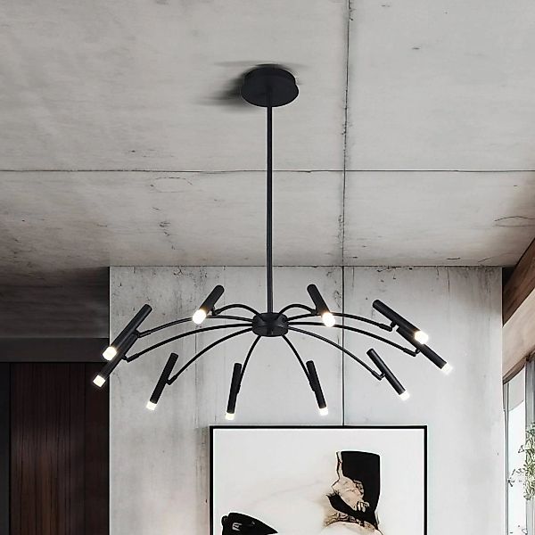 LED-Hängelampe Secret, schwarz, Ø 80 cm, Metall, 10-flg. günstig online kaufen