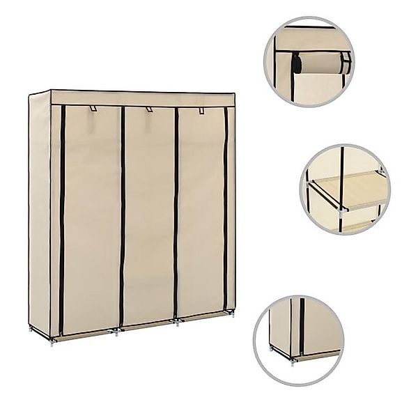 furnicato Kleiderschrank mit Fächern und Stangen Creme 150x45x175cm Stoff ( günstig online kaufen