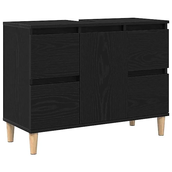 vidaXL Waschbeckenschrank mit Tür Schwarz Eichen-Optik 80 x 33 x 60 cm 8628 günstig online kaufen