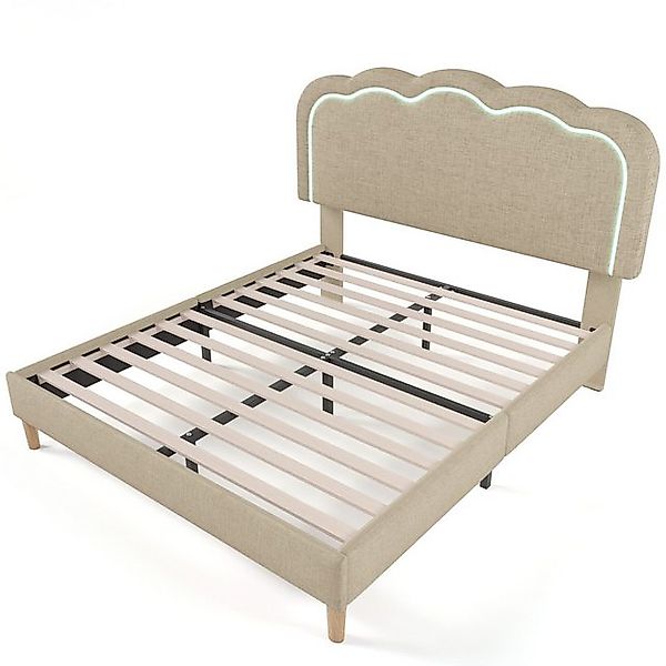 Gotagee Polsterbett LED Doppelbett 140x200 Jugendbett Gästebett Leinenmater günstig online kaufen