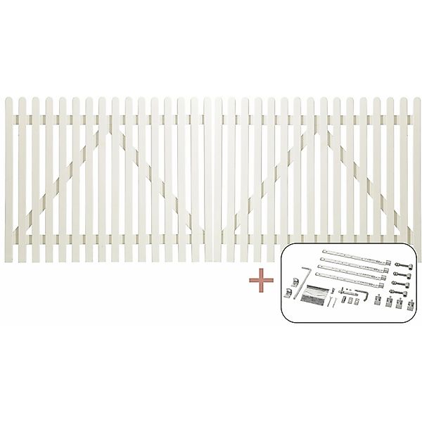 Doppeltor Retro Nadelholz Weiß 300 cm x 120 cm günstig online kaufen