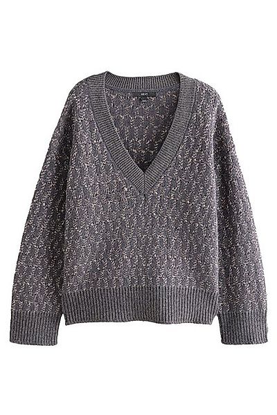 Next V-Ausschnitt-Pullover Glitzernder Strickpulli mit V-Ausschnitt, Muster günstig online kaufen