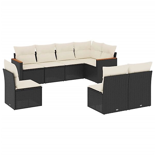 vidaXL 8-Tlg Garten-Sofagarnitur mit Kissen Schwarz Poly Rattan 3258444 günstig online kaufen