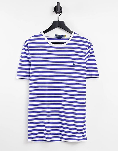 Polo Ralph Lauren – Gestreiftes T-Shirt in Blau/Weiß mit Markenlogo günstig online kaufen