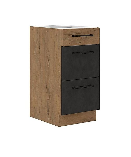 Küchen-Preisbombe Unterschrank 40 cm Küche Vigo Matera Grau + Eiche Lancelo günstig online kaufen