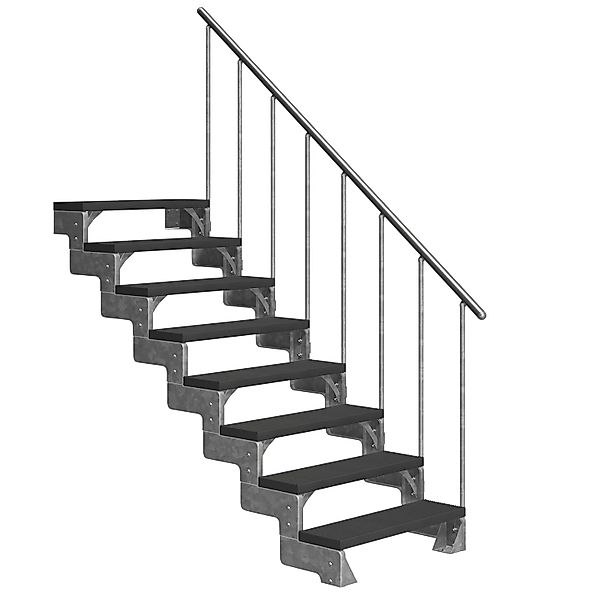 Dolle Außentreppe Gardentop 8 Trimax-Stufen 80 cm Anthrazit + Alu-Geländer günstig online kaufen