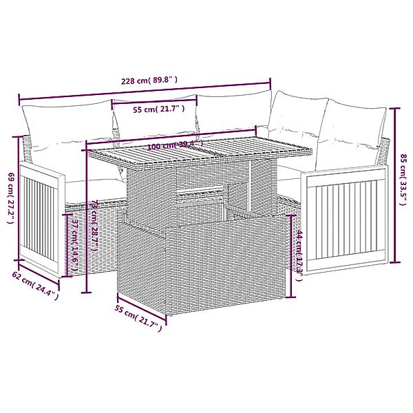 vidaXL Gartenlounge-Set 5-tlg. Garten-Sofagarnitur mit Kissen günstig online kaufen