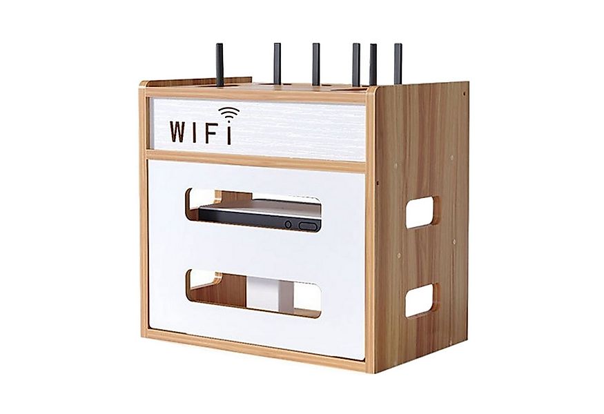 Refttenw Standregal 3 Fächer Router Regal Holz Kabelbox 34x21x32cm günstig online kaufen