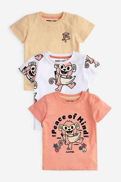 Next T-Shirt 3er-Pack Kurzarm-T-Shirts mit Affen-Grafik (3-tlg) günstig online kaufen