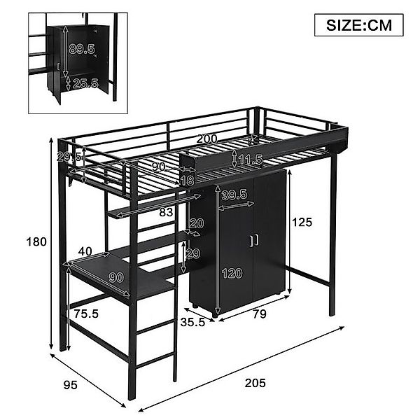 TavilaEcon Hochbett mit Tisch & Kleiderschrank günstig online kaufen