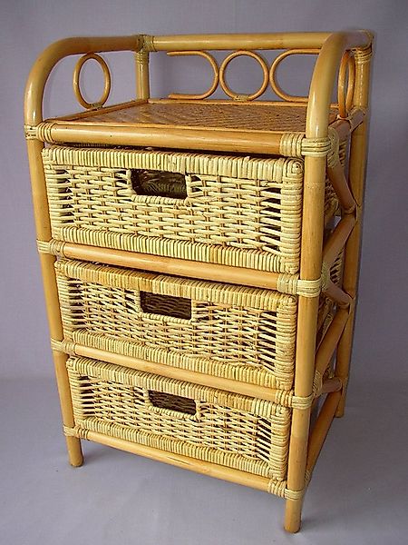 Rattani Regal Rattanregal mit 3 Schüben, Korbregal mit Schub Fb. honig günstig online kaufen