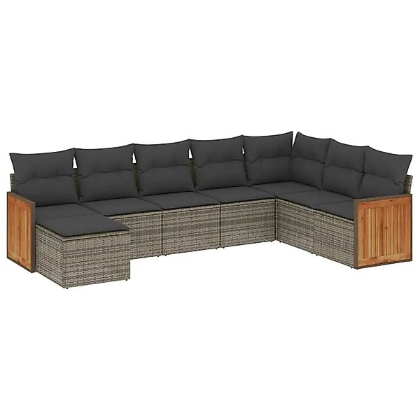 vidaXL 8-Tlg Garten-Sofagarnitur mit Kissen Grau Poly Rattan 3260331 günstig online kaufen