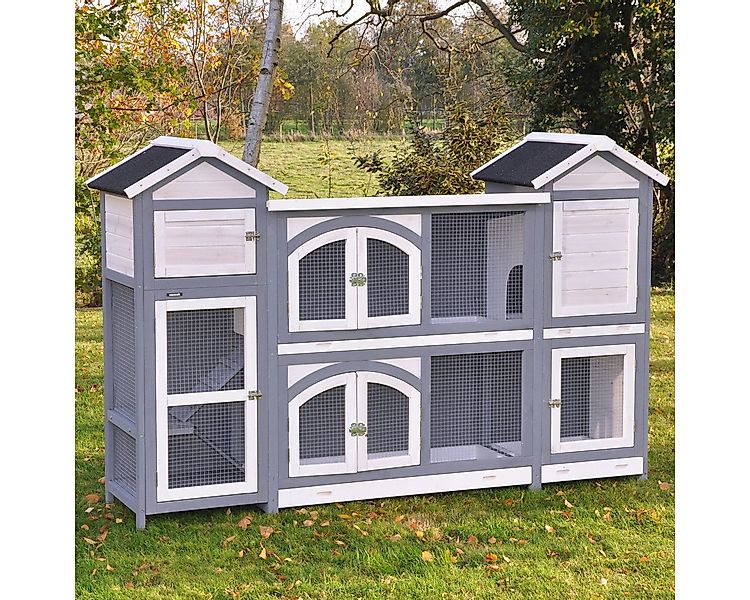nanook Kleintierkäfig XXL Kleintierstall grau weiß 189x43x127 cm günstig online kaufen