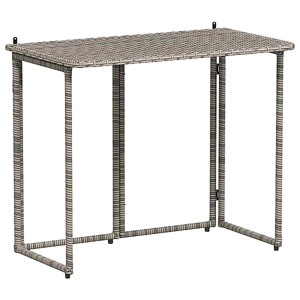 vidaXL Gartentisch Klappbar Grau 90x51x75 cm Poly Rattan 4108256 günstig online kaufen