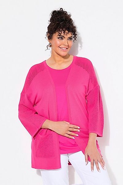 Ulla Popken Strickjacke Jersey-Jacke Mesh Oversized günstig online kaufen