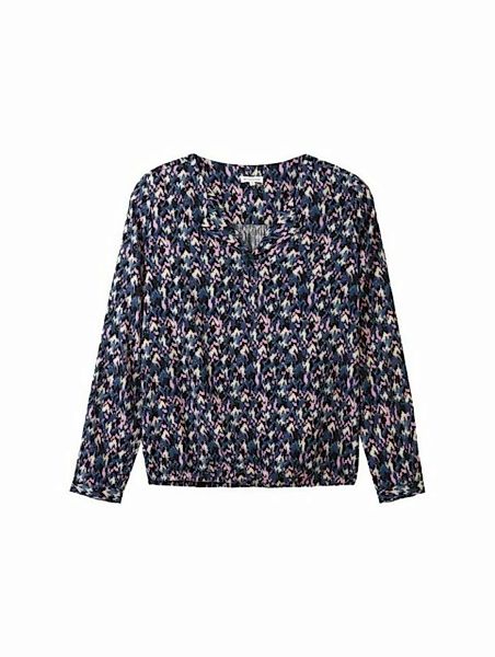 TOM TAILOR Blusenshirt printed longsleeve blouse, blue small texture design günstig online kaufen