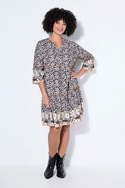 Angel of Style Jerseykleid Kleid A-Linie Leomuster farbige Zierrüschen günstig online kaufen