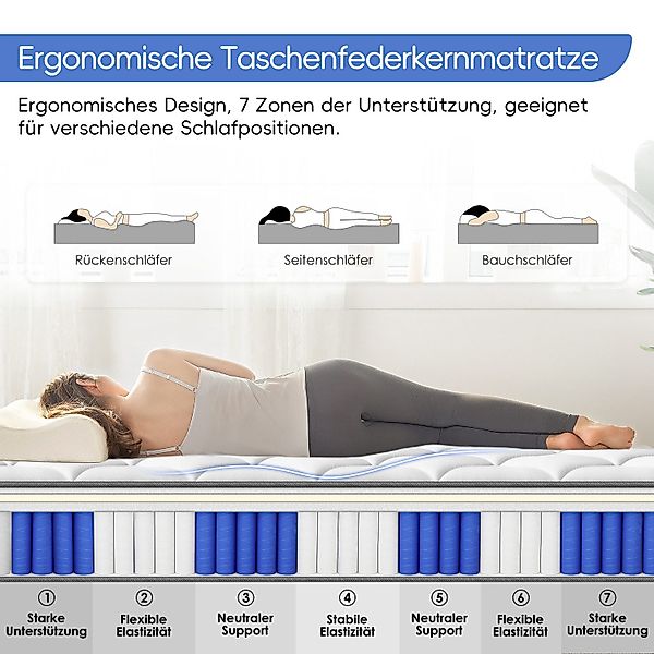 Taschenfederkernmatratze Matratze, 7-Zonen Federkernmatratze Matratzen,mit günstig online kaufen